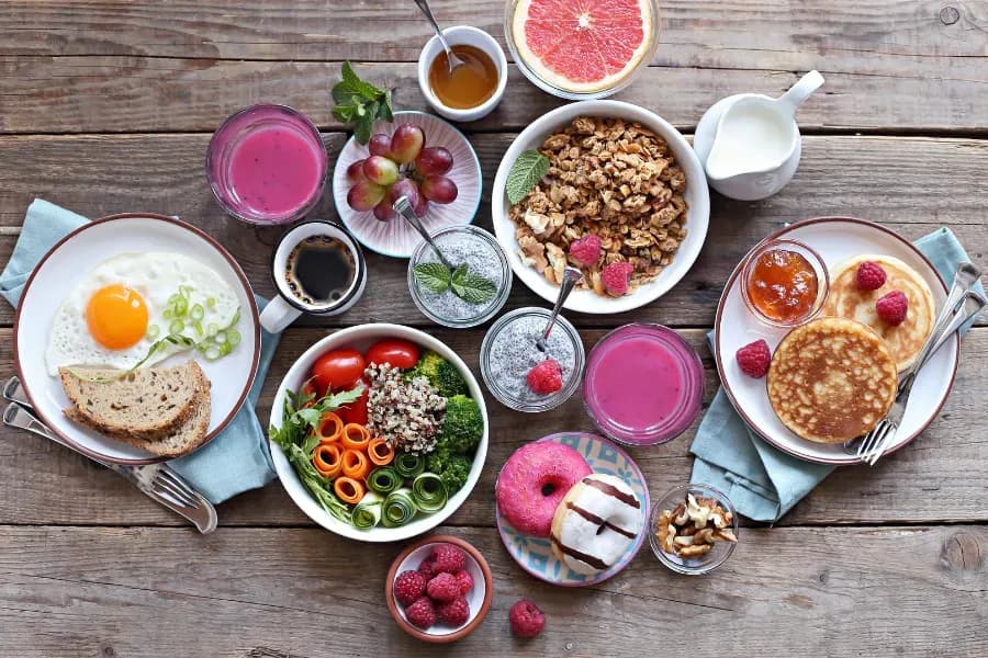Holiday brunch with savory and sweet delights